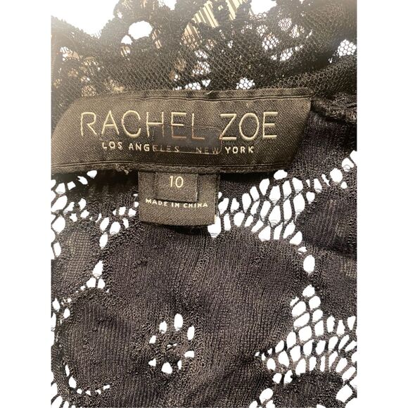 Rachel Zoe Metallic Hunter Lace Detail Muddy Dress in Black Size 10 MSRP: $465 - Picture 5 of 9
